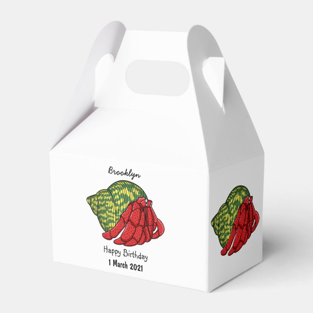 Cute hermit crab cartoon illustration  favour box (Front Side)