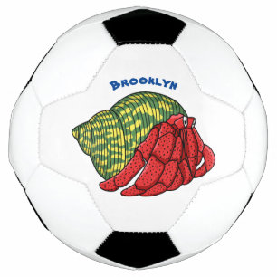Cute hermit crab cartoon illustration football