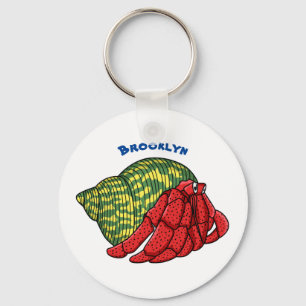 Cute hermit crab cartoon illustration key ring