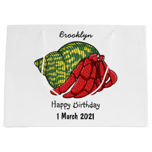 Cute hermit crab cartoon illustration large gift bag