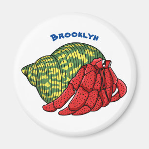 Cute hermit crab cartoon illustration magnet