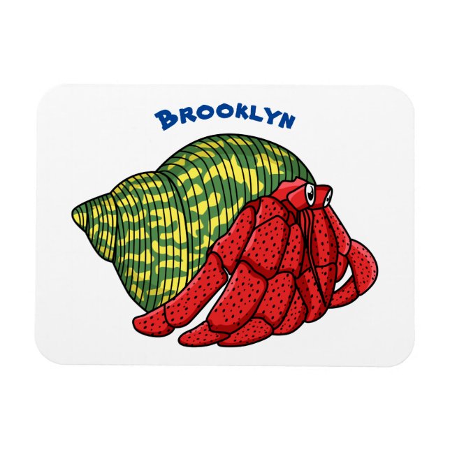 Cute hermit crab cartoon illustration  magnet (Horizontal)