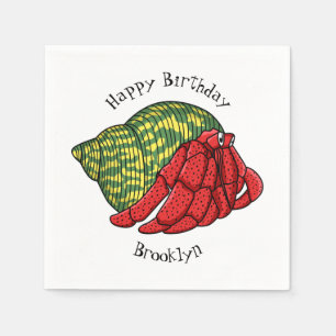 Cute hermit crab cartoon illustration napkin