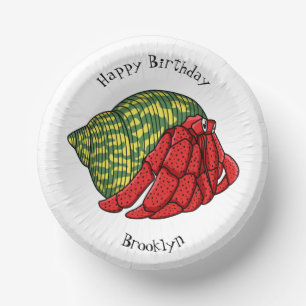 Cute hermit crab cartoon illustration paper plate