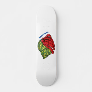 Cute hermit crab cartoon illustration skateboard