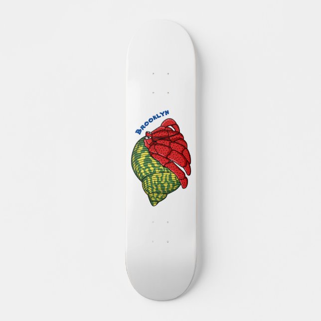 Cute hermit crab cartoon illustration skateboard (Front)