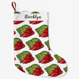 Cute hermit crab cartoon illustration small christmas stocking