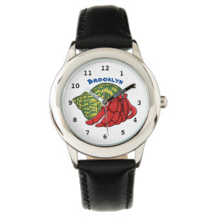 Cute hermit crab cartoon illustration watch