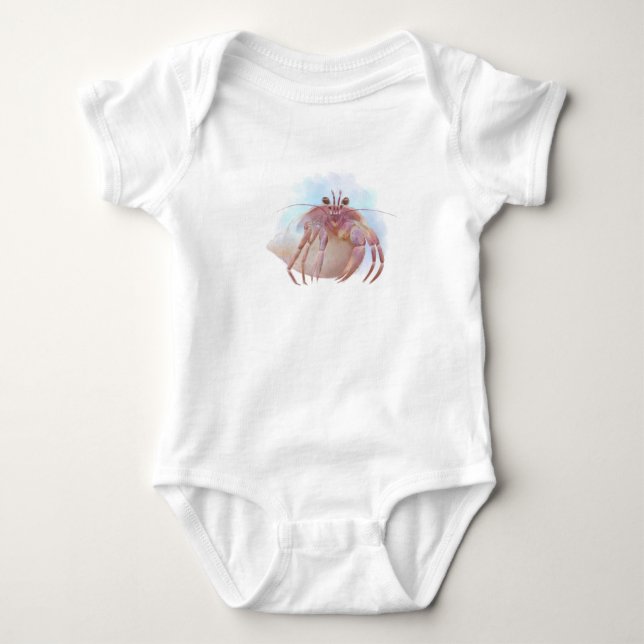 Cute hermit crab sketch baby bodysuit (Front)
