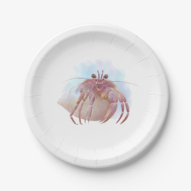 Cute hermit crab sketch paper plate (Front)