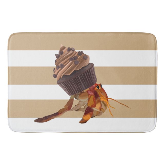 Cute Hermit Crab With Chocolate Cupcake Shell Bath Mat (Front)