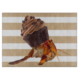 Cute Hermit Crab With Chocolate Cupcake Shell Cutting Board