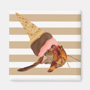 Cute Hermit Crab With Ice Cream Cone Shell Magnet