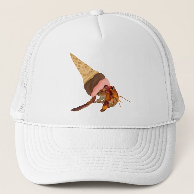 Cute Hermit Crab With Ice Cream Cone Shell Trucker Hat (Front)