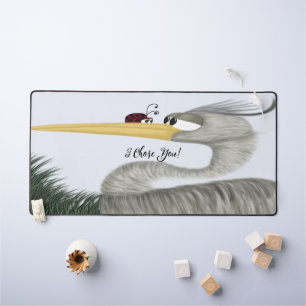 Cute Heron and Ladybug Desk Mat