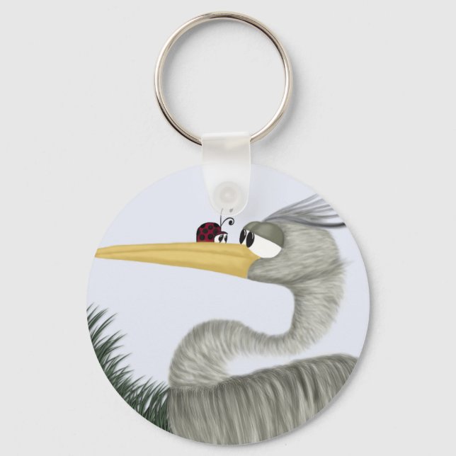 Cute Heron and Ladybug Key Ring (Front)