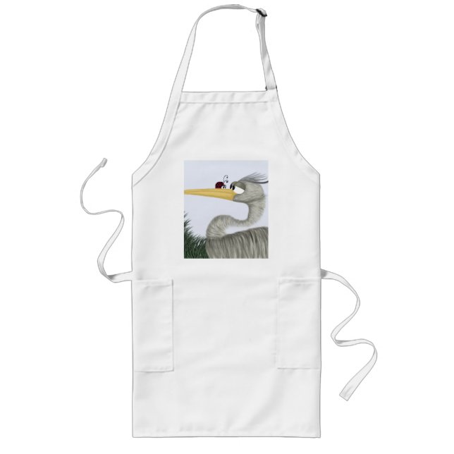 Cute Heron and Ladybug Long Apron (Front)