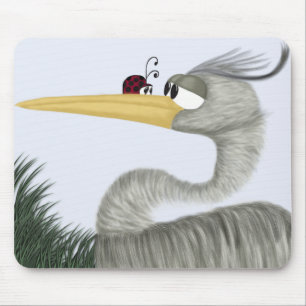 Cute Heron and Ladybug Mouse Mat