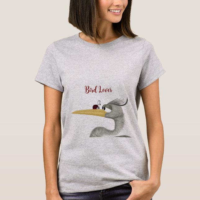 Cute Heron and Ladybug T-Shirt (Front)