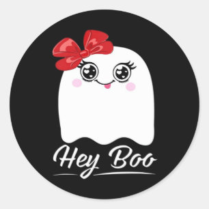Cute Hey Boo Halloween Design Classic Round Sticker