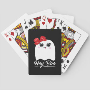 Cute Hey Boo Halloween Design Playing Cards