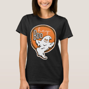 Cute Hey Boo Halloween Ghost Womens Mens Couples T-Shirt