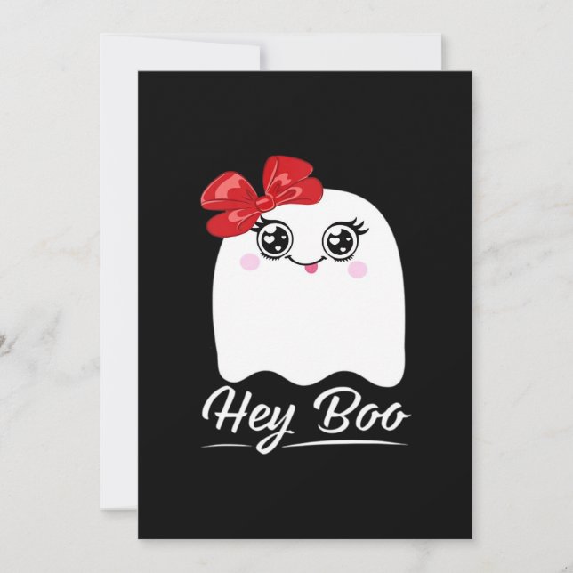 Cute Hey Boo Halloween Holiday Card (Front)