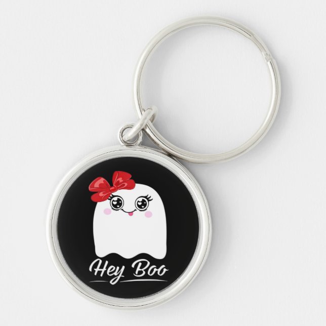 Cute Hey Boo Halloween Key Ring (Front)