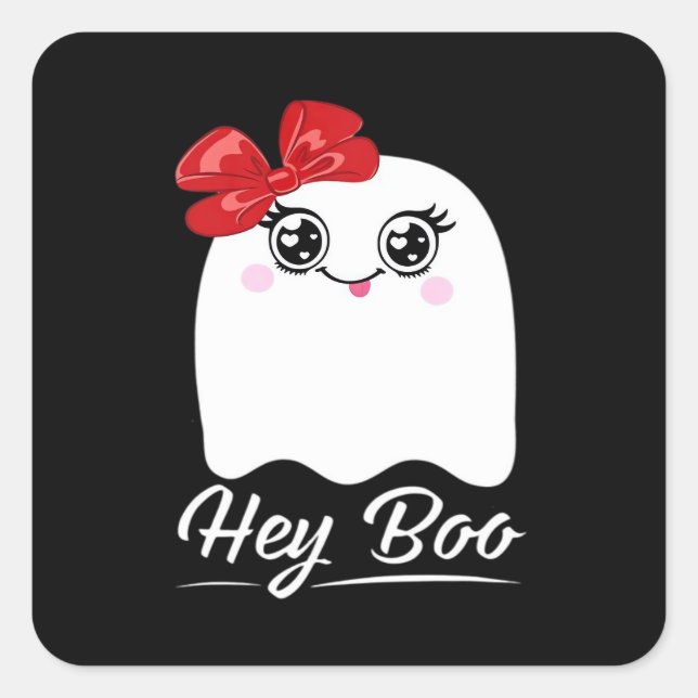 Cute Hey Boo Halloween Square Sticker (Front)