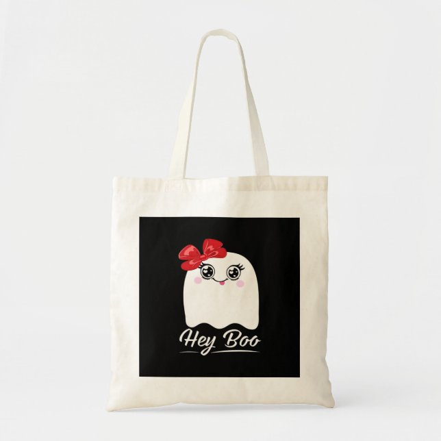 Cute Hey Boo Halloween Tote Bag (Front)