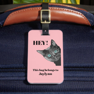 Cute HEY Cat  Luggage Tag