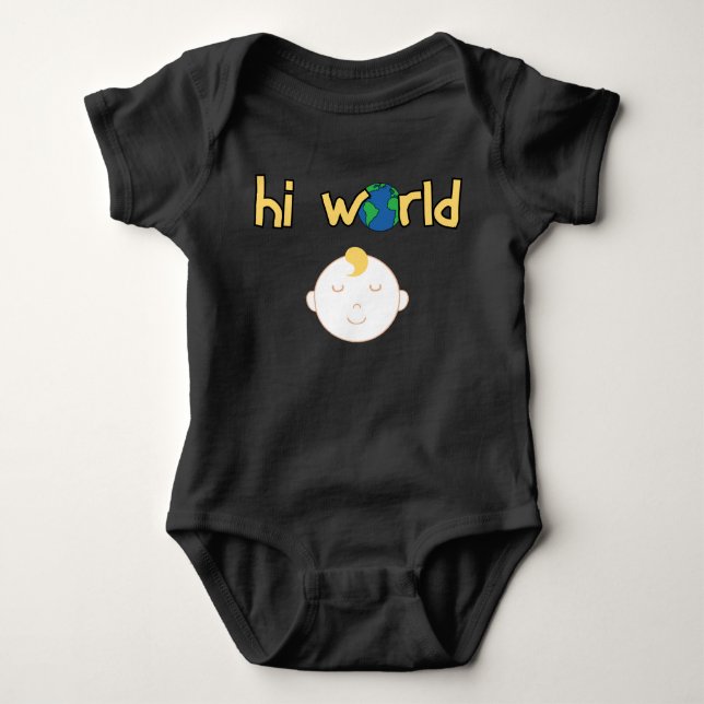 Cute Hi World Baby Bodysuit (Front)