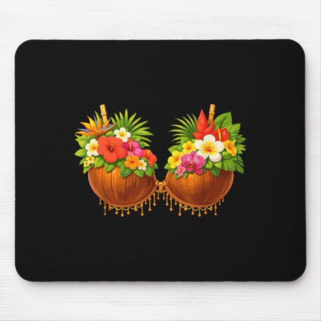 Cute Hibiscus Coco Bra Hawaii Summer Vacation Mouse Mat (Front)