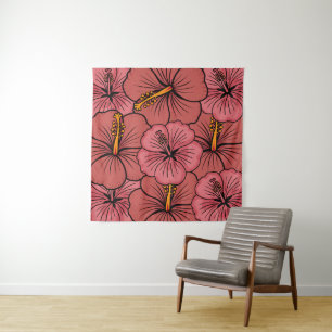 Cute hibiscus pattern tapestry