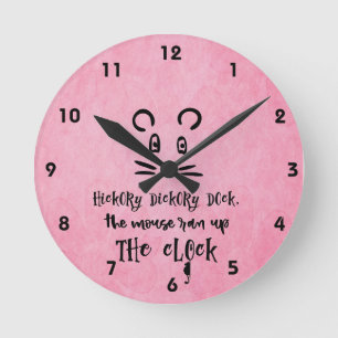 Cute Hickory Dickory Dock Mouse Square or Round Clock