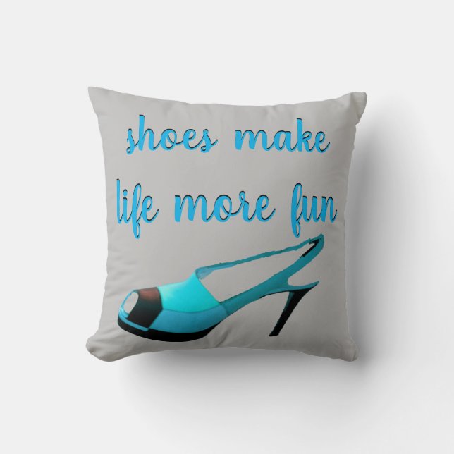 Cute High Heel Shoe turquoise, silver, black Cushion (Front)