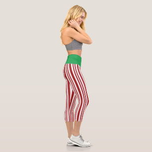 CUTE! High Waisted Capris - Red & White Green