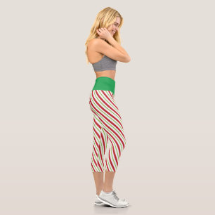 CUTE! High Waisted Capris - Red & White Green