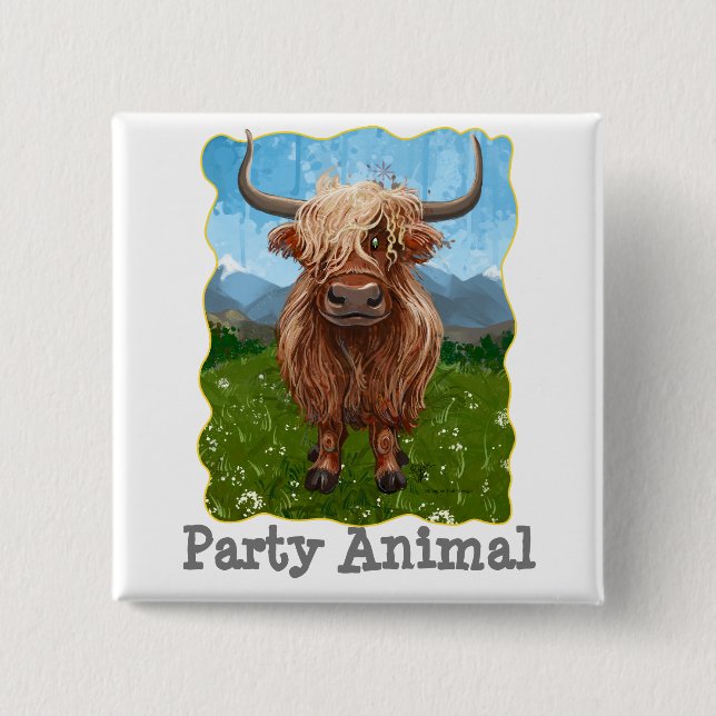 Cute Highland Cow 15 Cm Square Badge (Front)