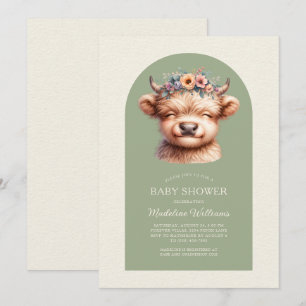 Cute Highland Cow Arch Baby Shower Invitation