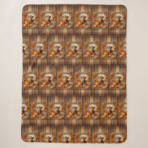 Cute Highland Cow Autumn print Sherpa Blanket