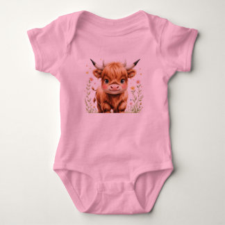 Cute Highland Cow Baby Bodysuit