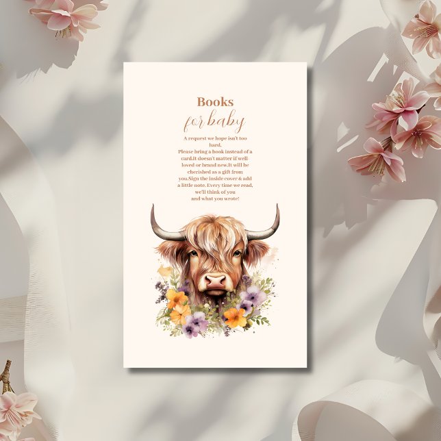 Cute Highland Cow Baby Shower Books for Baby Enclosure Card (Creator Uploaded)