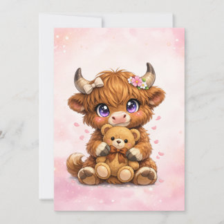 Cute Highland Cow Baby Shower Invitation