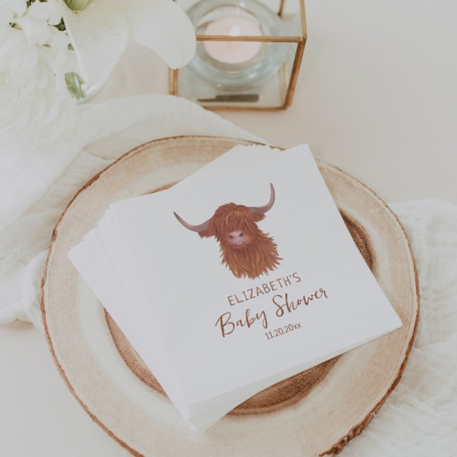 Cute Highland Cow Baby Shower   Napkin (Creator Uploaded)
