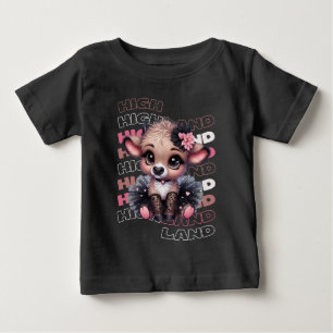 Cute Highland Cow Ballerina – Kawaii Animal Baby T-Shirt