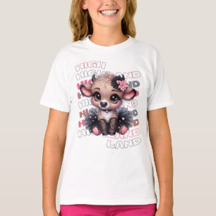 Cute Highland Cow Ballerina – Kawaii Animal T-Shirt
