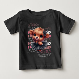 Cute Highland Cow Ballerina – Kawaii Animal Tri-Bl Baby T-Shirt