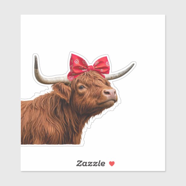 Cute Highland Cow Bandana Bow (Sheet)