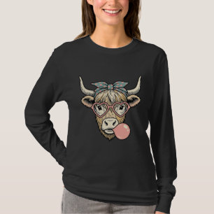 Cute Highland Cow Bubble Gum Vintage Vector Design T-Shirt